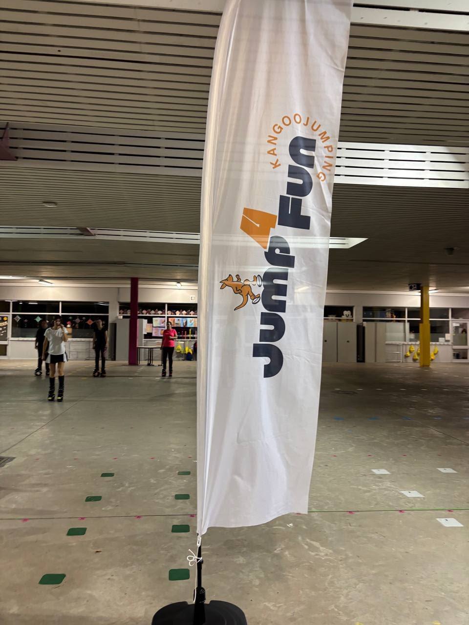 Jump4Fun vlag tijdens een sessie